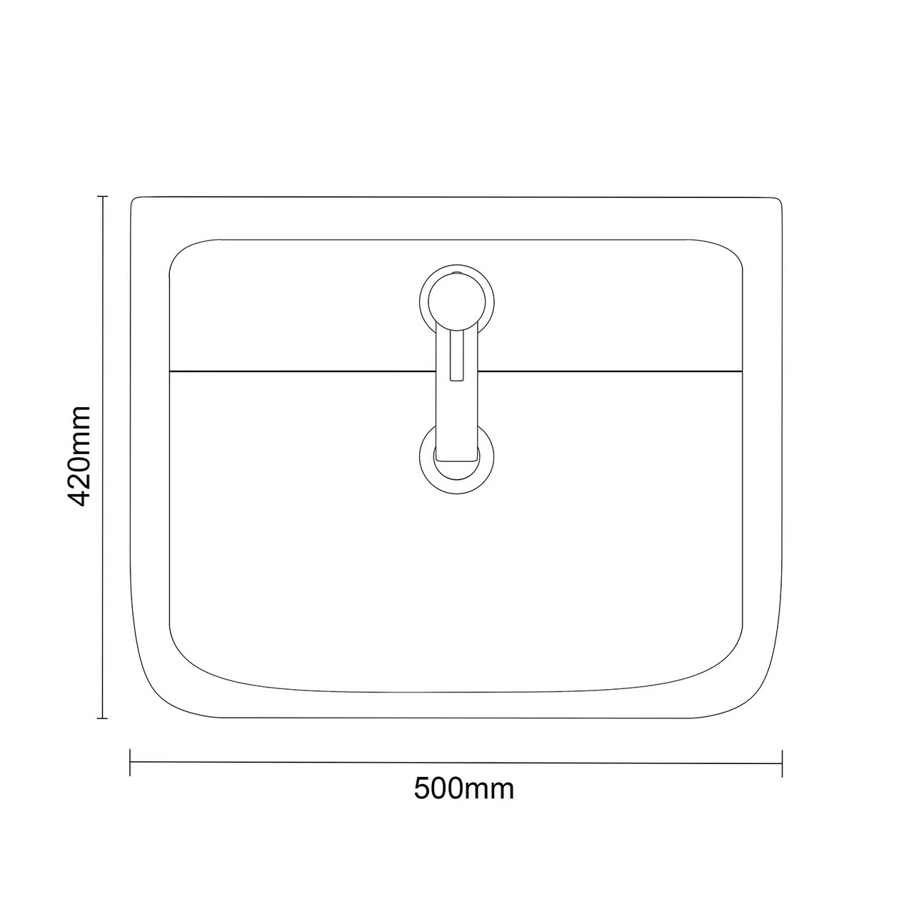 RAK Series 600 520mm Basin With 1 Tap Hole And Full Pedestal - Image 4