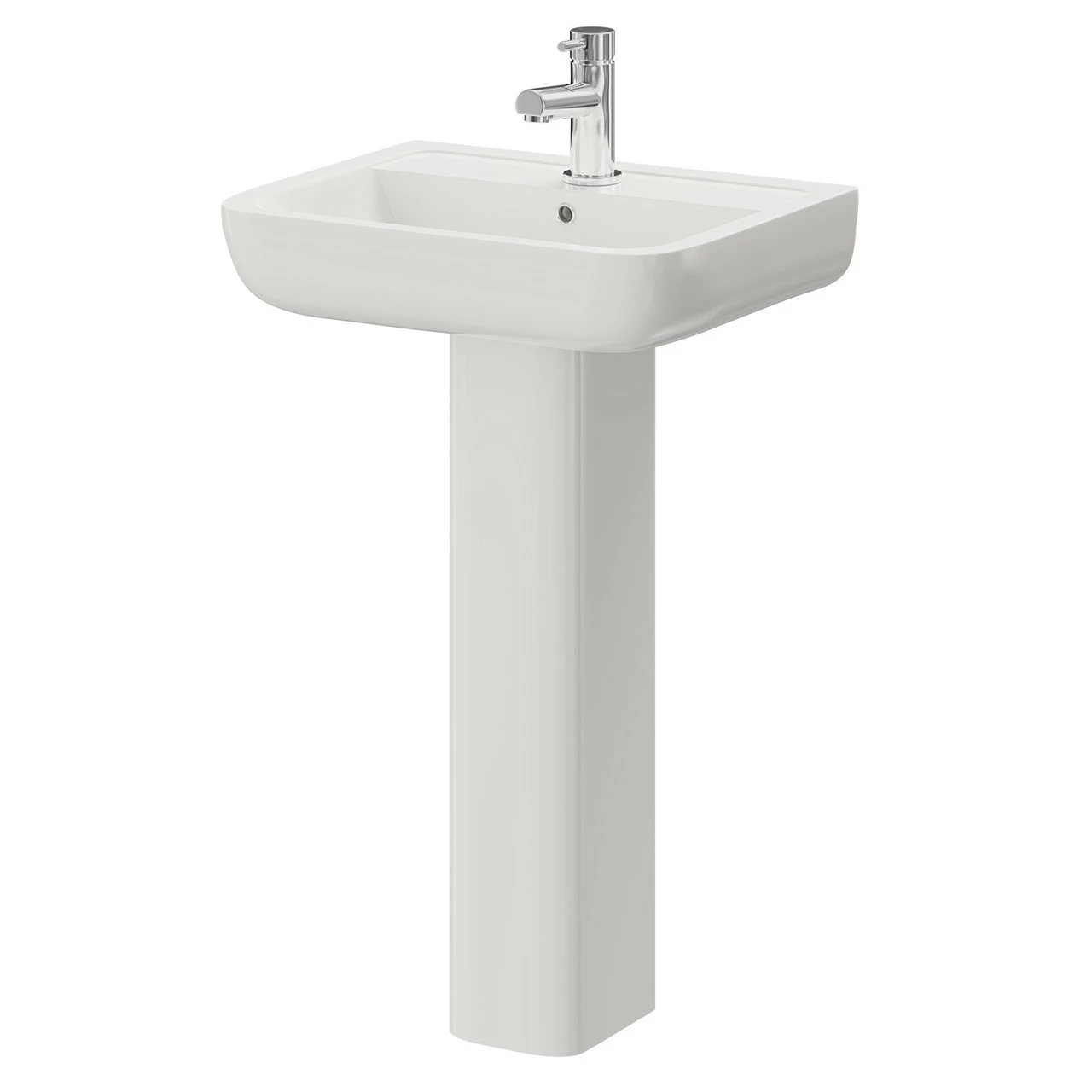 RAK Series 600 520mm Basin With 1 Tap Hole And Full Pedestal - Image 5