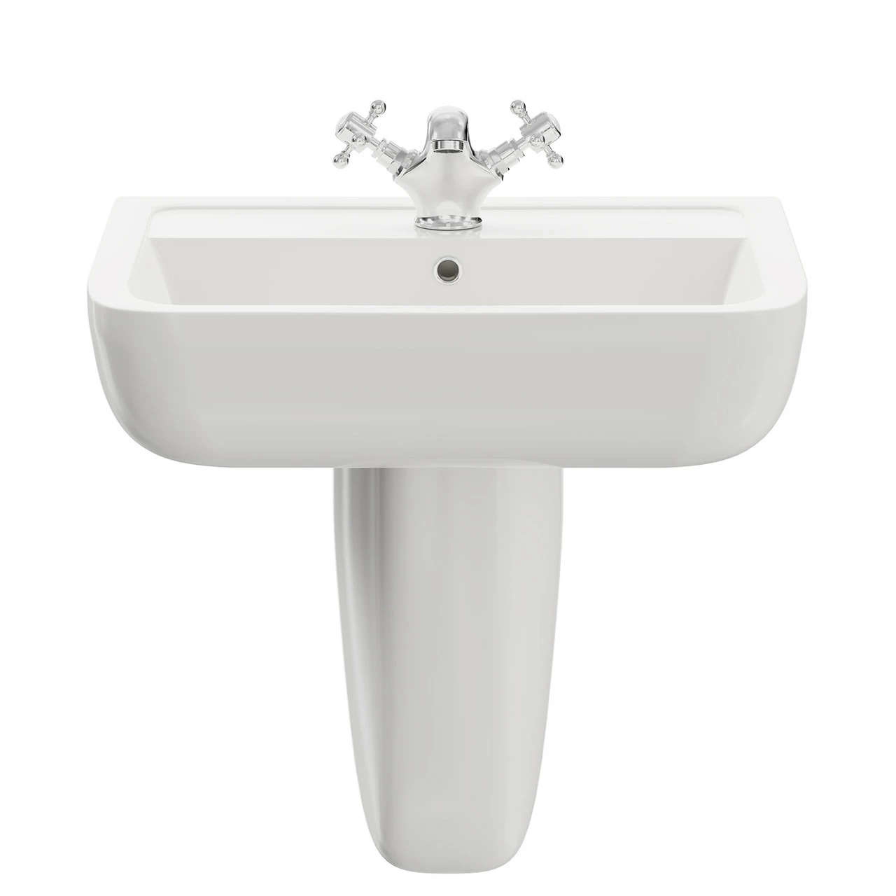 RAK Series 600 520mm Basin With 1 Tap Hole And Half Pedestal