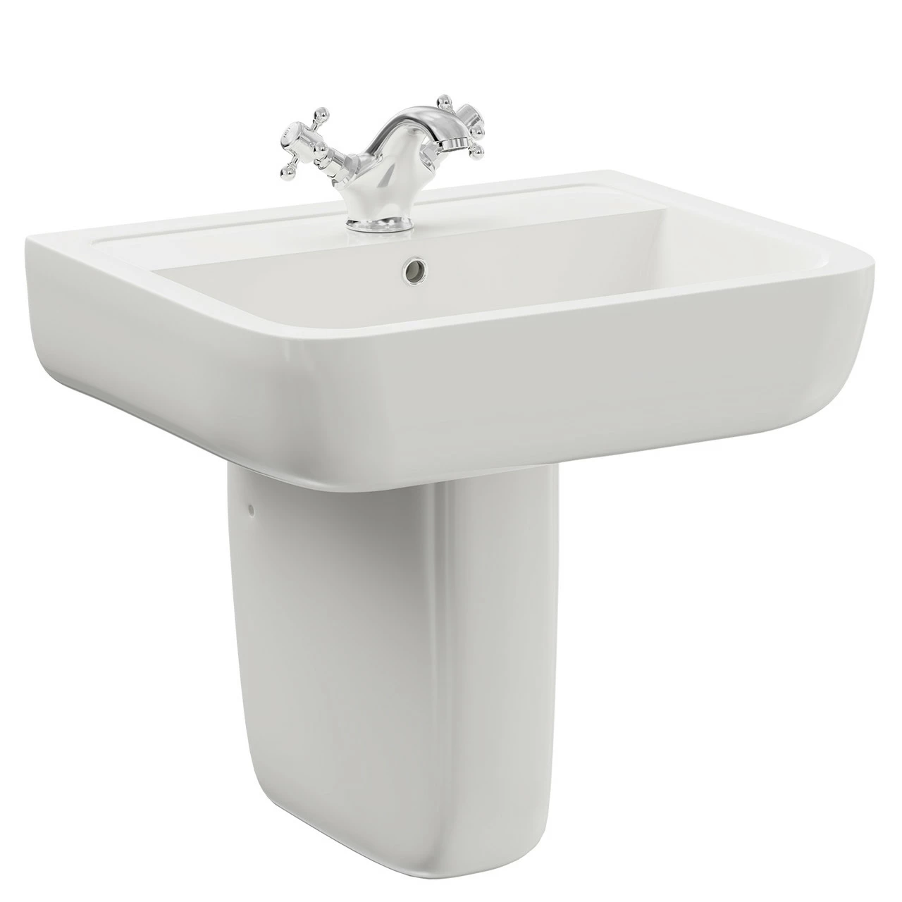 RAK Series 600 520mm Basin With 1 Tap Hole And Half Pedestal - Image 2