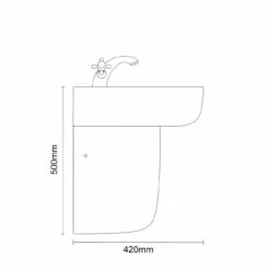 RAK Series 600 520mm Basin With 1 Tap Hole And Half Pedestal -Bathroom Products Sales Store rak series 600 520mm basin with 1 tap hole and half pedestal line side 29996.1653381812