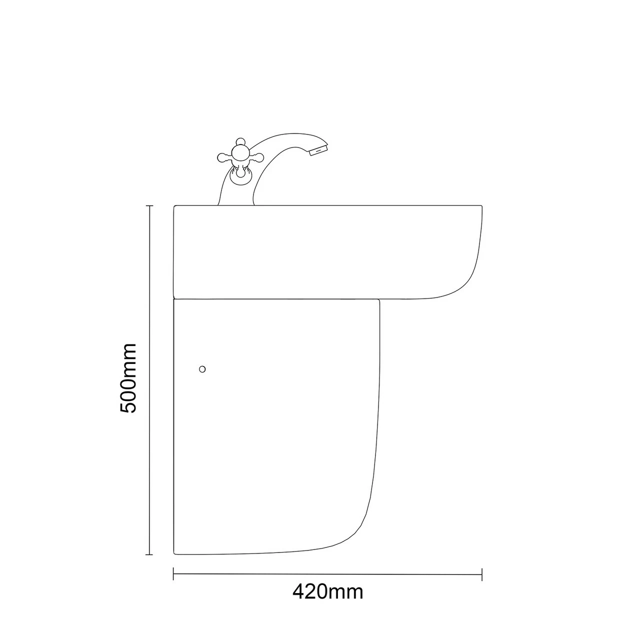 RAK Series 600 520mm Basin With 1 Tap Hole And Half Pedestal - Image 3