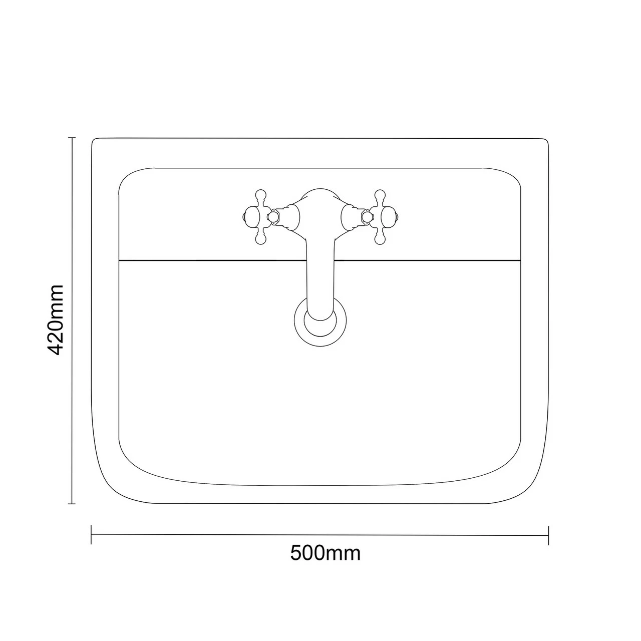 RAK Series 600 520mm Basin With 1 Tap Hole And Half Pedestal - Image 4
