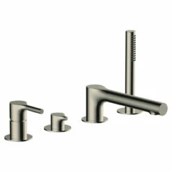 RAK Sorrento Brushed Nickel Deck Mounted 4 Tap Hole Bath Shower Mixer Tap - RAKSOR3013N