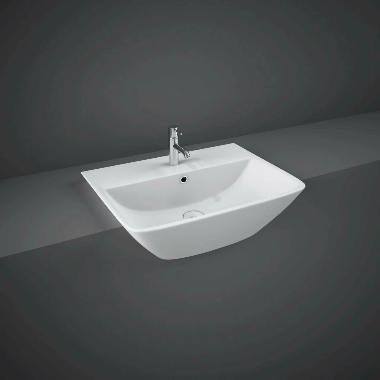 RAK Summit 500mm Semi Recessed Basin With 1 Tap Hole - SM0901AWHA 3 RAK Summit 500mm Semi Recessed Basin With 1 Tap Hole - SM0901AWHA