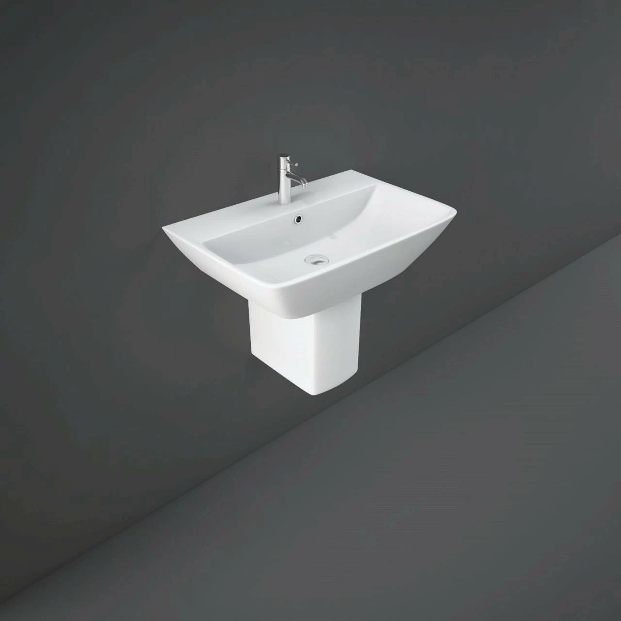 RAK Summit 500mm Wall Hung Basin With 1 Tap Hole And Semi Pedestal 3 RAK Summit 500mm Wall Hung Basin With 1 Tap Hole And Semi Pedestal