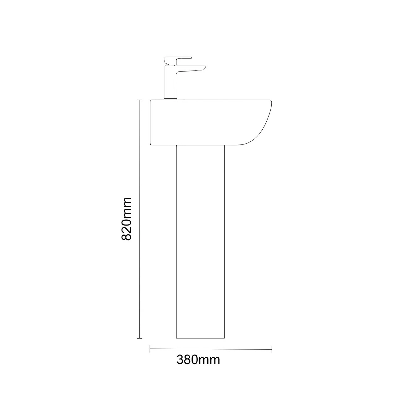 RAK Tonique 450mm Basin With 1 Tap Hole And Small Pedestal - Image 3