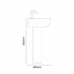 RAK Tonique 550mm Basin With 1 Tap Hole And Full Pedestal -Bathroom Products Sales Store rak tonique 550mm basin with 1 tap hole and full pedestal line side 54921.1653381814