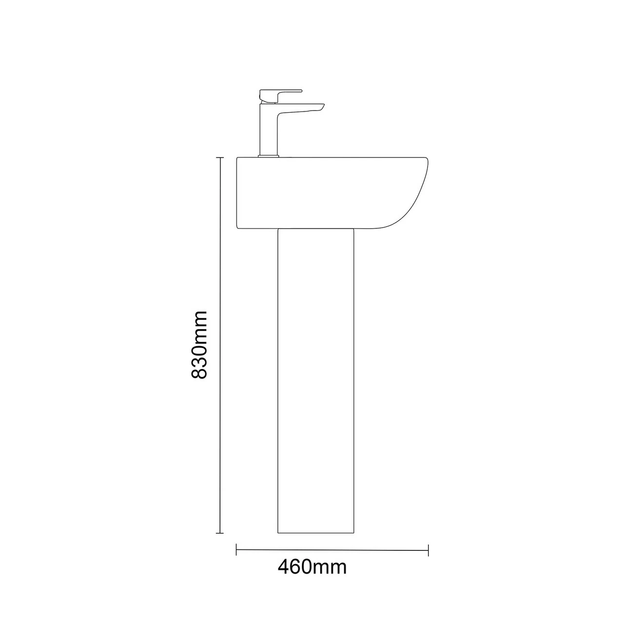 RAK Tonique 550mm Basin With 1 Tap Hole And Full Pedestal - Image 3