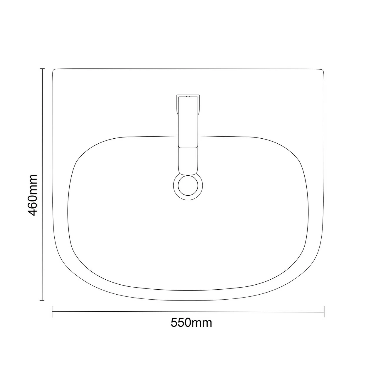 RAK Tonique 550mm Basin With 1 Tap Hole And Full Pedestal - Image 4