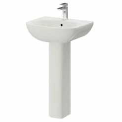 RAK Tonique 550mm Basin With 1 Tap Hole And Full Pedestal -Bathroom Products Sales Store rak tonique 550mm basin with 1 tap hole and full pedestal right 04520.1653381814