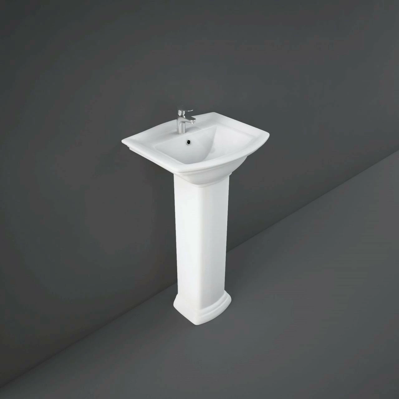 RAK Washington 460mm Basin With 1 Tap Hole And Small Pedestal 3 RAK Washington 460mm Basin With 1 Tap Hole And Small Pedestal