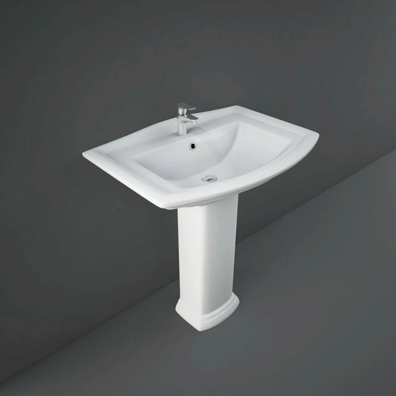 RAK Washington 760mm Basin With 1 Tap Hole And Full Pedestal 3 RAK Washington 760mm Basin With 1 Tap Hole And Full Pedestal