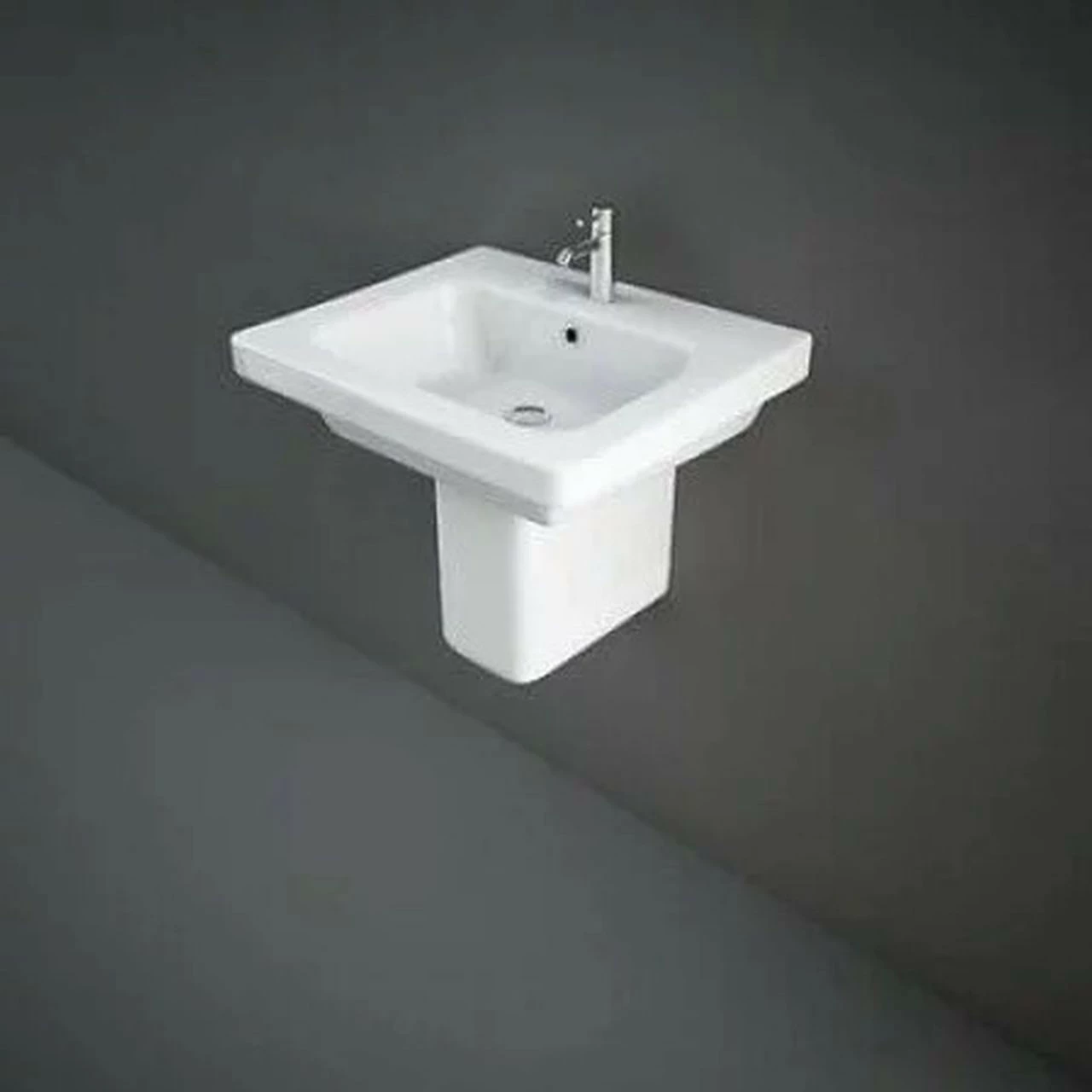 RAK Washington 760mm Basin With 1 Tap Hole And Semi Pedestal