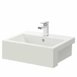 Ramada 530mm X 440mm Square Semi Recessed Furniture Basin With 1 Tap Hole