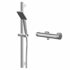 Rondi Polished Chrome Thermostatic Bar Valve Mixer Shower With Severn Shower Slide Rail Kit