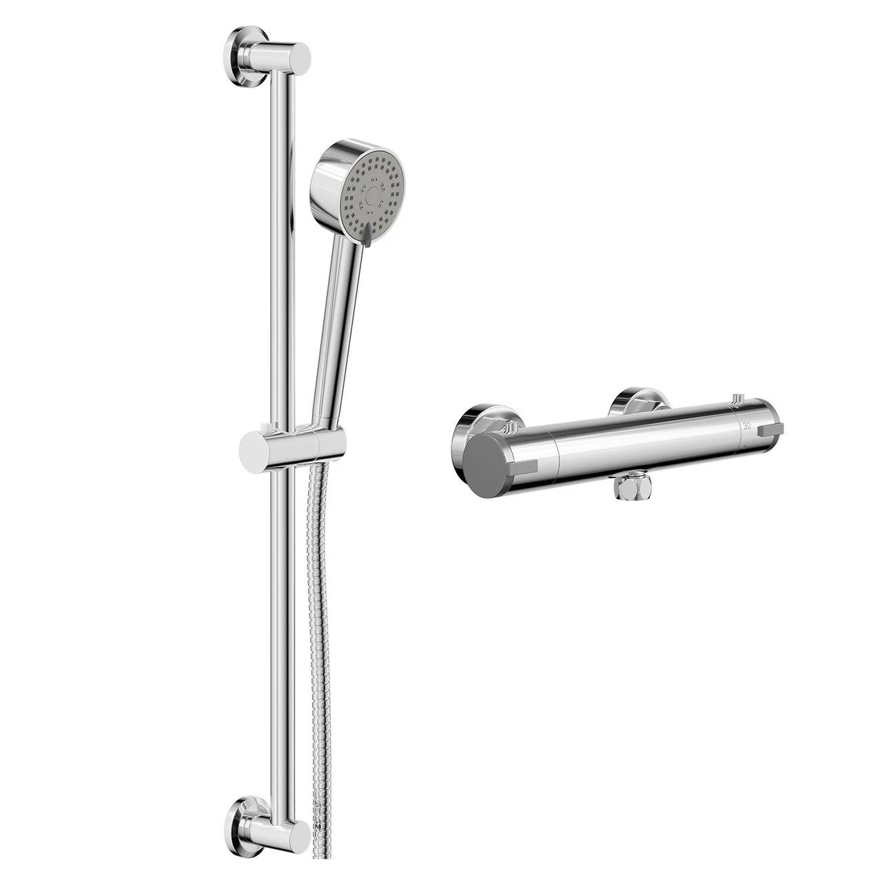 Rondi Polished Chrome Thermostatic Bar Valve Mixer Shower With Tyne Shower Slide Rail Kit - Image 3