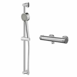Rondi Polished Chrome Thermostatic Bar Valve Mixer Shower With Tyne Shower Slide Rail Kit