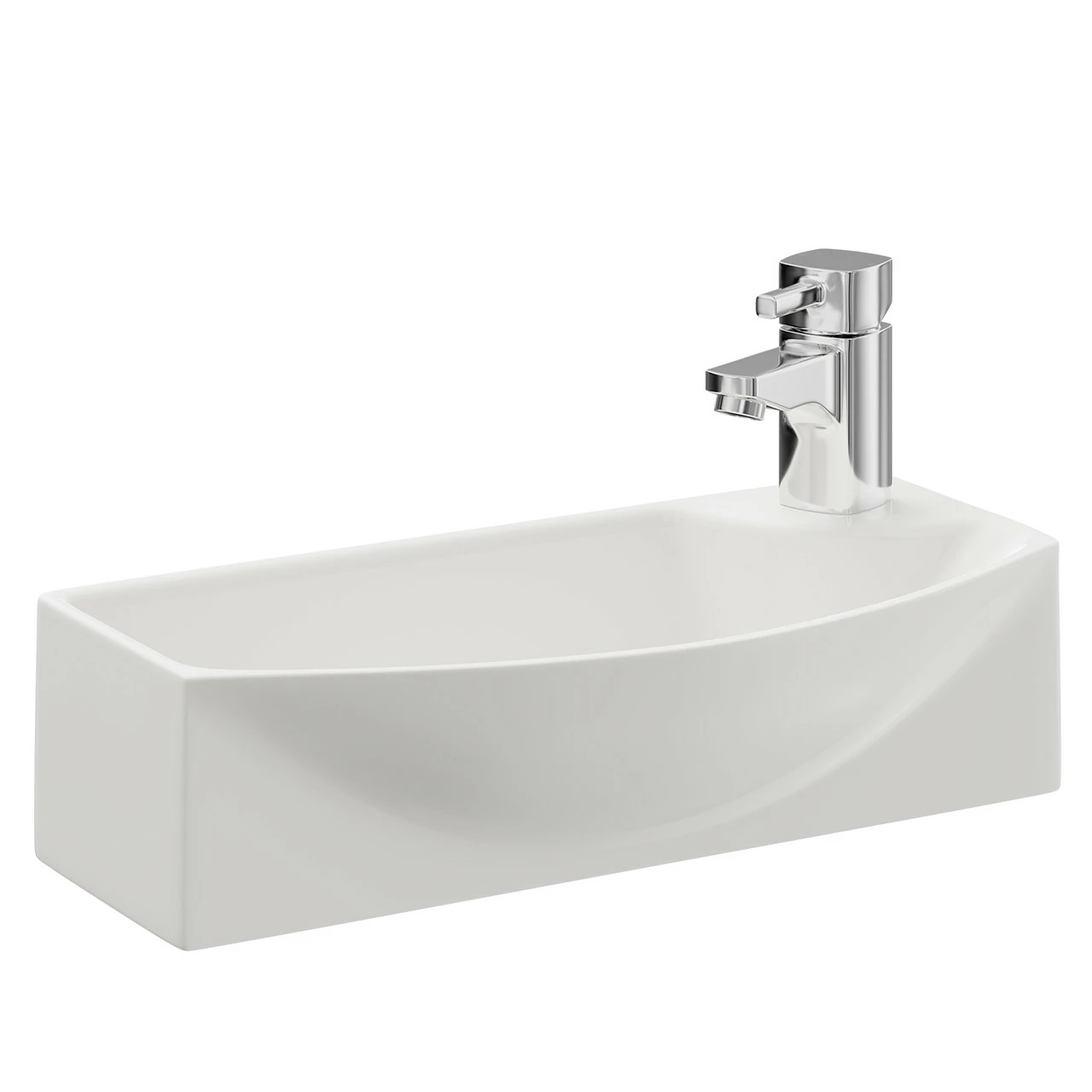 Sintra 450mm X 220mm Left Hand Wall Hung Basin With 1 Tap Hole 5 Sintra 450mm X 220mm Left Hand Wall Hung Basin With 1 Tap Hole - Image 3