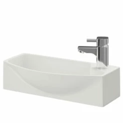 Sintra 450mm X 220mm Left Hand Wall Hung Basin With 1 Tap Hole