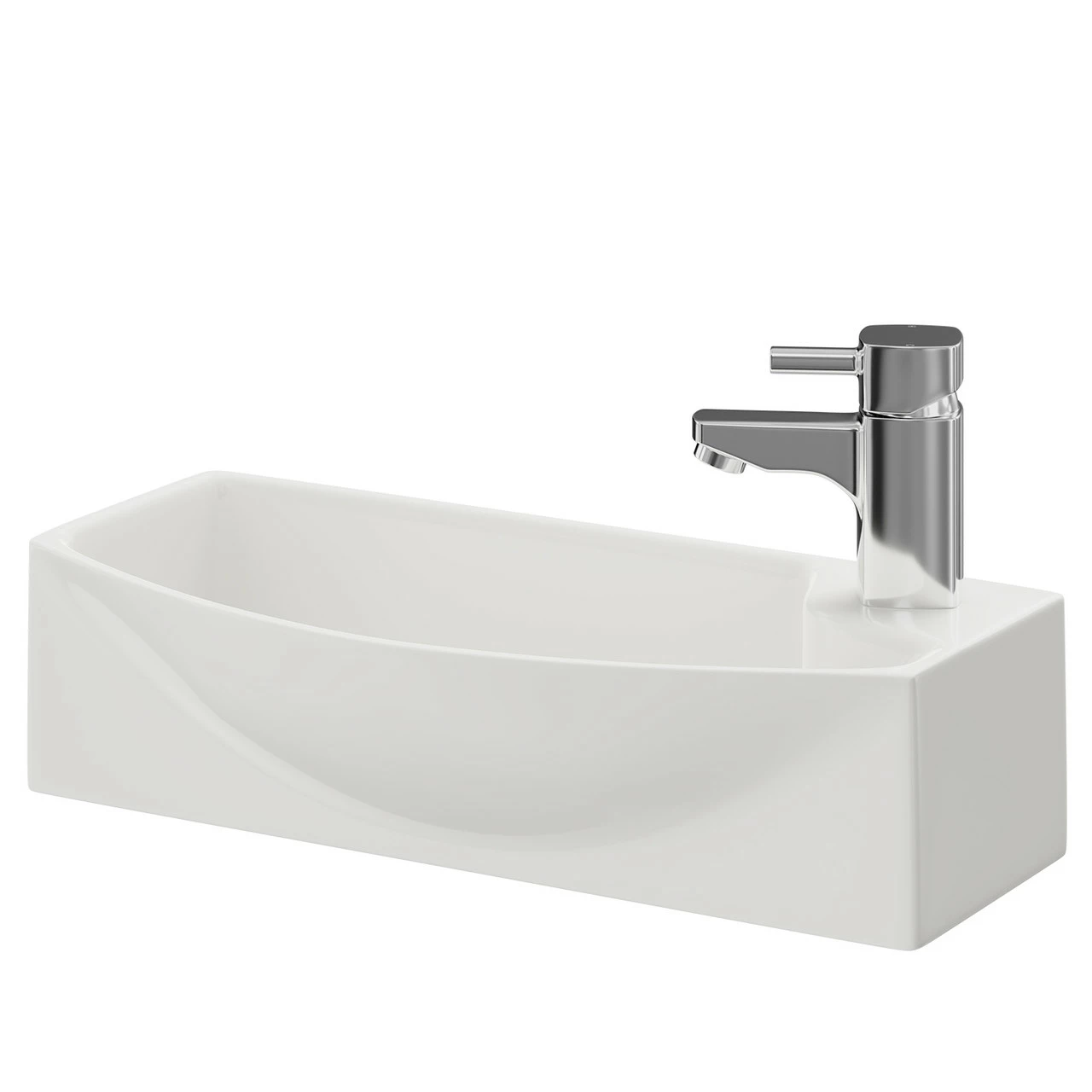 Sintra 450mm X 220mm Left Hand Wall Hung Basin With 1 Tap Hole 3 Sintra 450mm X 220mm Left Hand Wall Hung Basin With 1 Tap Hole