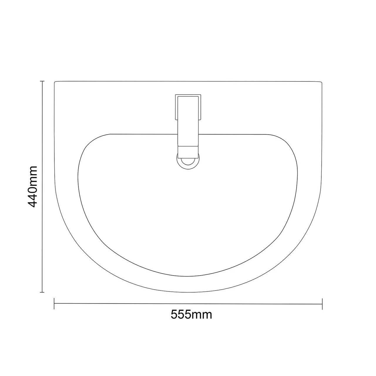 Stamford 550mm Basin With 1 Tap Hole And Semi Pedestal 8 Stamford 550mm Basin With 1 Tap Hole And Semi Pedestal - Image 6