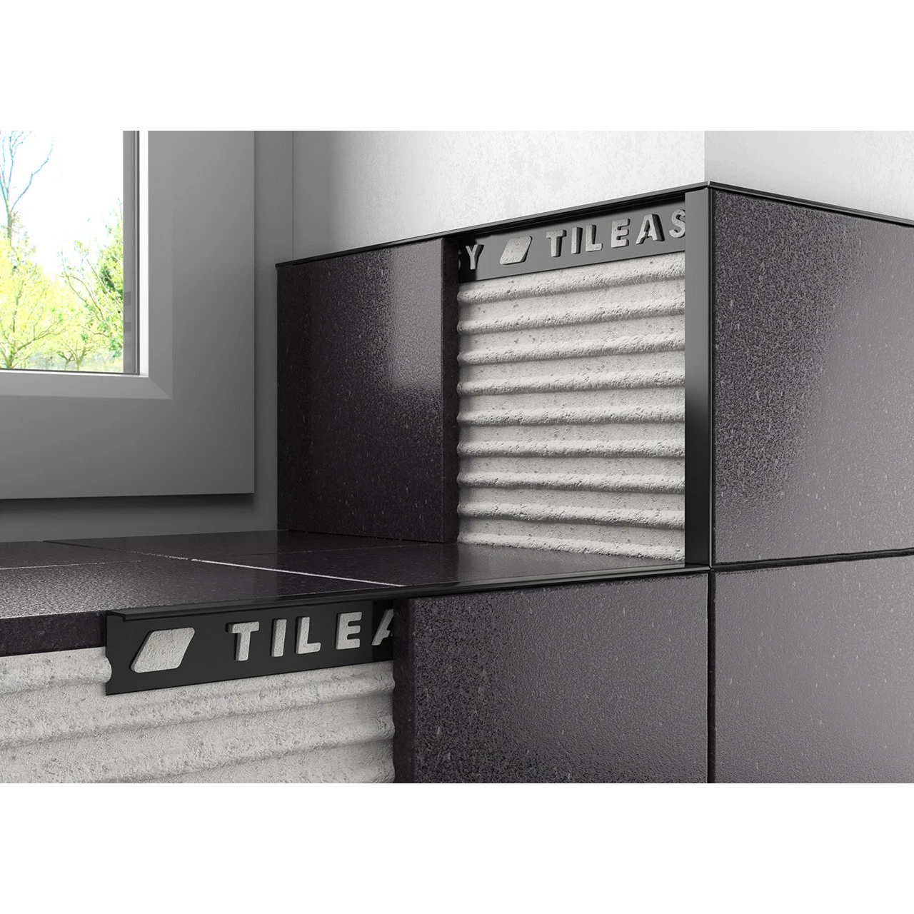 Tileasy Black 12mm Square Edge Metal Tile Trim - BAT12 3 Tileasy Black 12mm Square Edge Metal Tile Trim - BAT12