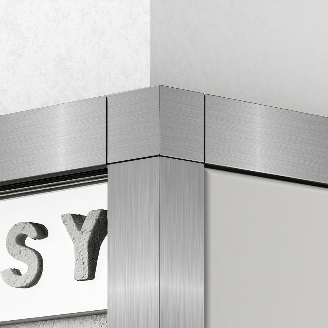 Tileasy Stainless Steel Effect 10mm Boxed Metal Tile Trim Corner - SBC10 3 Tileasy Stainless Steel Effect 10mm Boxed Metal Tile Trim Corner - SBC10