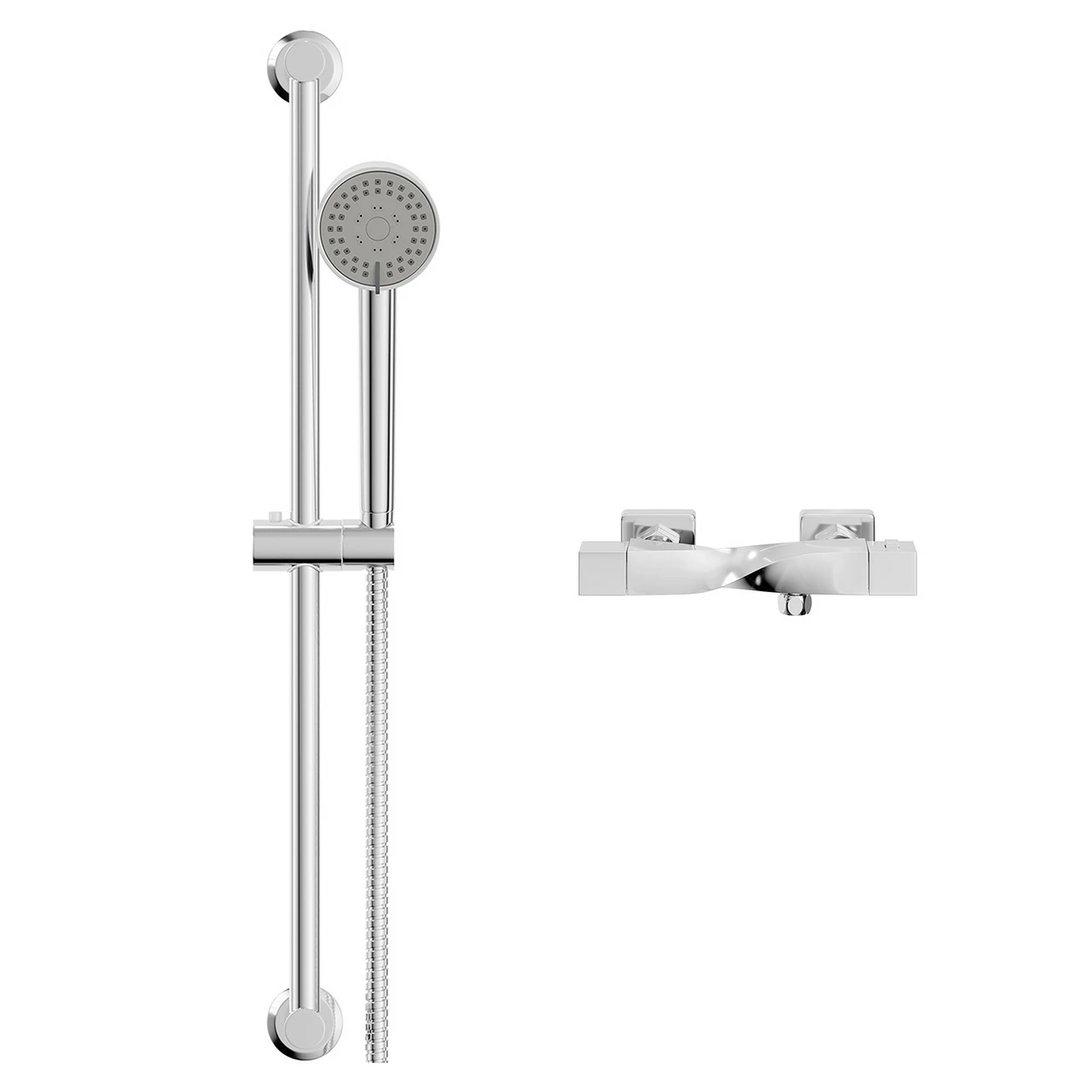 Windsor. Twist Polished Chrome Thermostatic Bar Valve Mixer Shower With Tyne Shower Slide Rail Kit 4 Windsor. Twist Polished Chrome Thermostatic Bar Valve Mixer Shower With Tyne Shower Slide Rail Kit - Image 2
