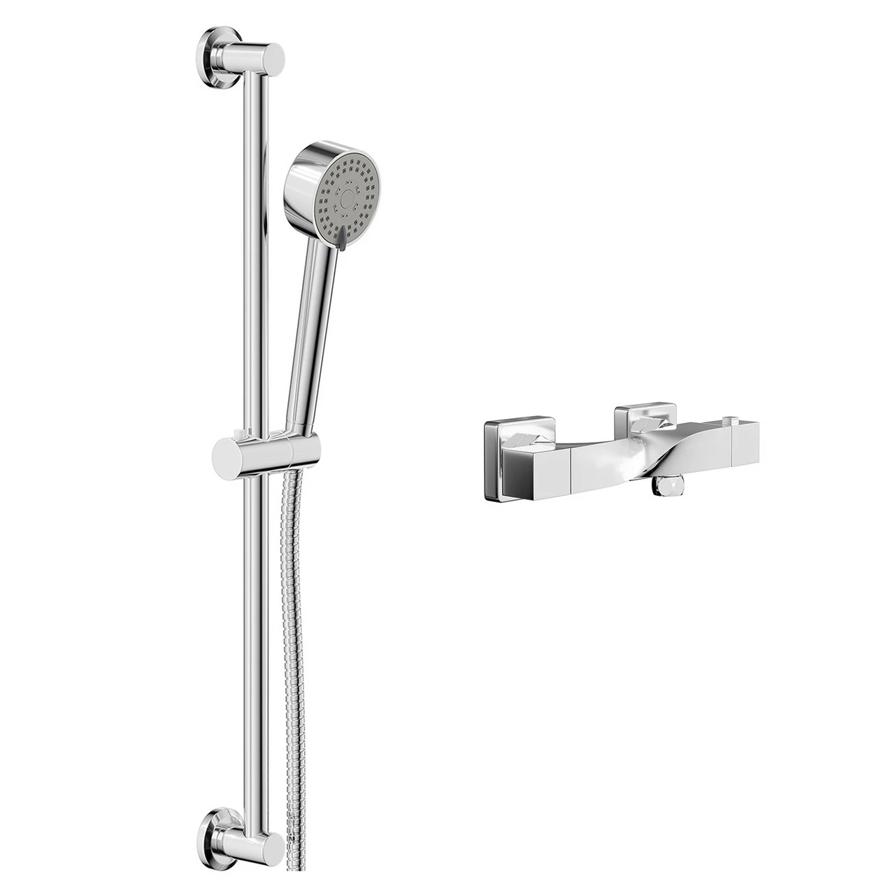 Windsor. Twist Polished Chrome Thermostatic Bar Valve Mixer Shower With Tyne Shower Slide Rail Kit 5 Windsor. Twist Polished Chrome Thermostatic Bar Valve Mixer Shower With Tyne Shower Slide Rail Kit - Image 3