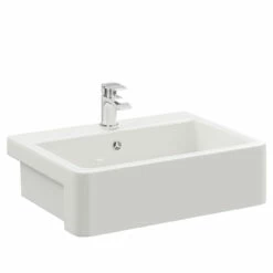 Valongo 560mm X 415mm Rectangular Semi Recessed Furniture Basin With 1 Tap Hole -Bathroom Products Sales Store valongo 560mm x 415mm rectangular semi recessed furniture basin with 1 tap hole left 90658.1652444781