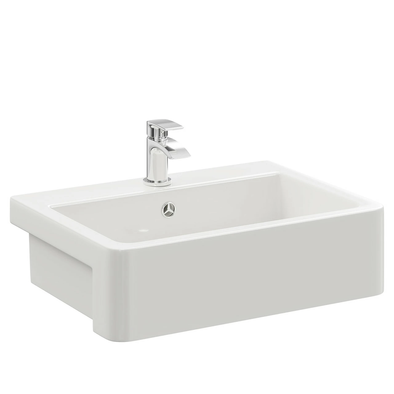 Valongo 560mm X 415mm Rectangular Semi Recessed Furniture Basin With 1 Tap Hole - Image 3