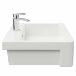 Valongo 560mm X 415mm Rectangular Semi Recessed Furniture Basin With 1 Tap Hole -Bathroom Products Sales Store valongo 560mm x 415mm rectangular semi recessed furniture basin with 1 tap hole side 52526.1652444781