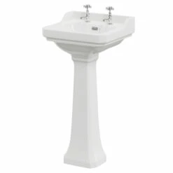 Windsor. Windsor Traditional 500mm Basin With 2 Tap Holes And Full Pedestal